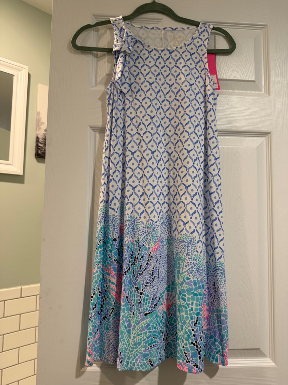 Lilly Pulitzer White Blue Aqua Pink Mosaic Midi Sundress